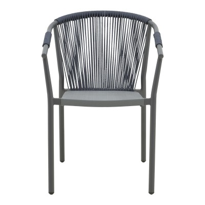 Πολυθρόνα στοιβαζόμενη Convince pakoworld γκρι αλουμίνιο-pe rattan ανθρακί-textilene σε γκρι απόχρωση 56x63x82εκ