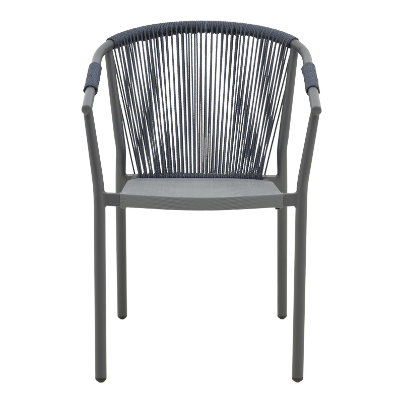 Πολυθρόνα στοιβαζόμενη Convince pakoworld γκρι αλουμίνιο-pe rattan ανθρακί-textilene σε γκρι απόχρωση 56x63x82εκ