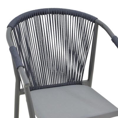 Πολυθρόνα στοιβαζόμενη Convince pakoworld γκρι αλουμίνιο-pe rattan ανθρακί-textilene σε γκρι απόχρωση 56x63x82εκ