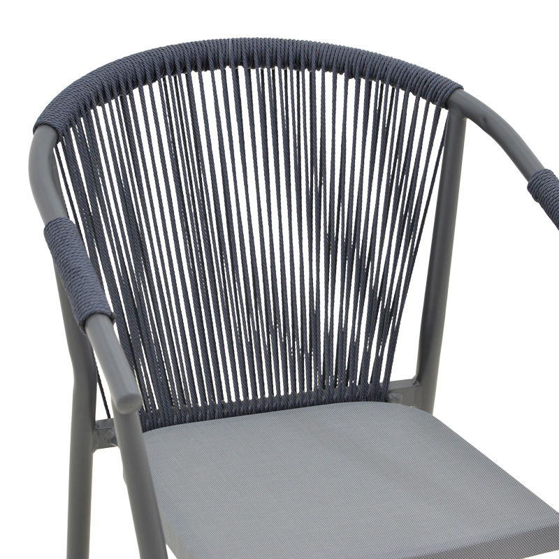 Πολυθρόνα στοιβαζόμενη Convince pakoworld γκρι αλουμίνιο-pe rattan ανθρακί-textilene σε γκρι απόχρωση 56x63x82εκ