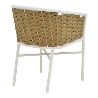 Πολυθρόνα Noevo pakoworld αλουμίνιο με λευκό σκελετό-φυσικό σχοινί 57x62x76εκ