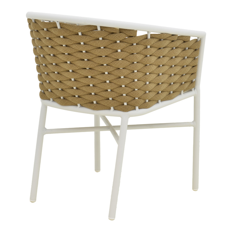 Πολυθρόνα Noevo pakoworld αλουμίνιο με λευκό σκελετό-φυσικό σχοινί 57x62x76εκ