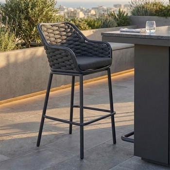 Σκαμπό μπαρ Zuki pakoworld αλουμίνιο με γκρι σκελετό και μαξιλάρι 55x54x109εκ