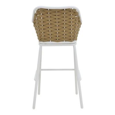 Σκαμπό μπαρ Zuki pakoworld αλουμίνιο με λευκό σκελετό-φυσικό σχοινί 55x54x109εκ