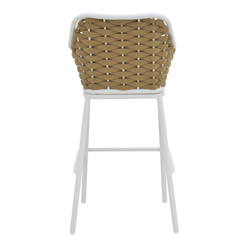 Σκαμπό μπαρ Zuki pakoworld αλουμίνιο με λευκό σκελετό-φυσικό σχοινί 55x54x109εκ