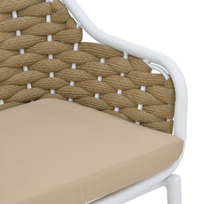 Σκαμπό μπαρ Zuki pakoworld αλουμίνιο με λευκό σκελετό-φυσικό σχοινί 55x54x109εκ