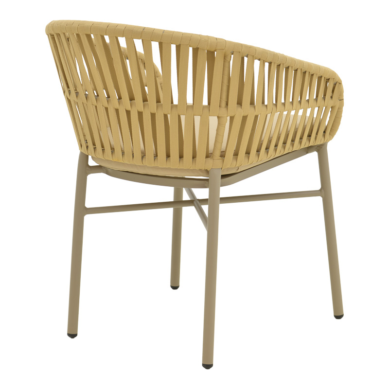 Πολυθρόνα Frama pakoworld αλουμίνιο-pe σχοινί σε καφε απόχρωση και μαξιλάρι 57x60x78εκ