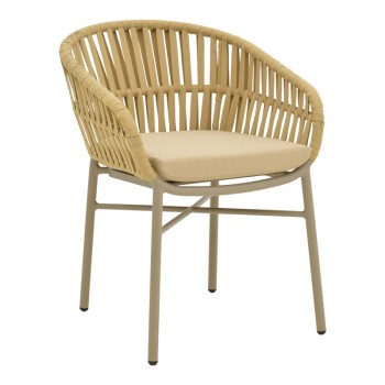 Πολυθρόνα Frama pakoworld αλουμίνιο-pe σχοινί σε καφε απόχρωση και μαξιλάρι 57x60x78εκ