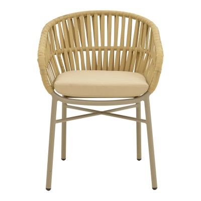 Πολυθρόνα Frama pakoworld αλουμίνιο-pe σχοινί σε καφε απόχρωση και μαξιλάρι 57x60x78εκ