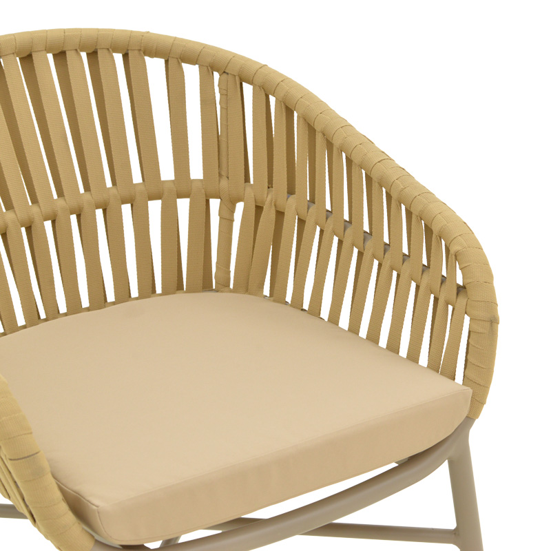 Πολυθρόνα Frama pakoworld αλουμίνιο-pe σχοινί σε καφε απόχρωση και μαξιλάρι 57x60x78εκ