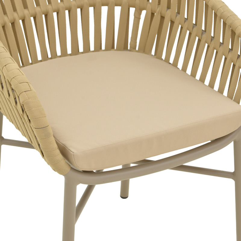 Πολυθρόνα Frama pakoworld αλουμίνιο-pe σχοινί σε καφε απόχρωση και μαξιλάρι 57x60x78εκ