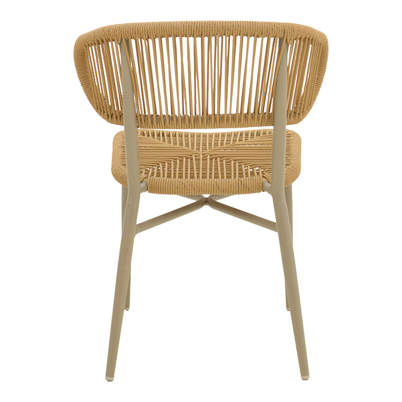 Καρέκλα στοιβαζόμενη Agus pakoworld αλουμίνιο καφέ-pe rattan σε φυσική απόχρωση 55x63x77εκ