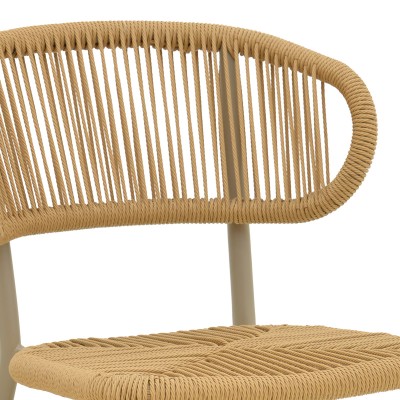 Καρέκλα στοιβαζόμενη Agus pakoworld αλουμίνιο καφέ-pe rattan σε φυσική απόχρωση 55x63x77εκ