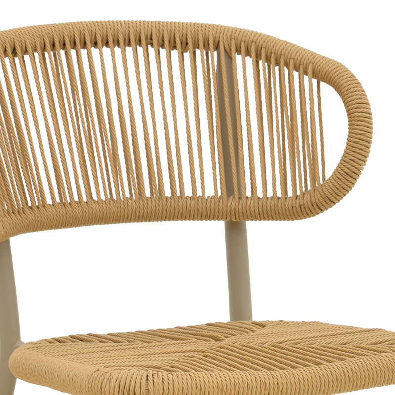 Καρέκλα στοιβαζόμενη Agus pakoworld αλουμίνιο καφέ-pe rattan σε φυσική απόχρωση 55x63x77εκ