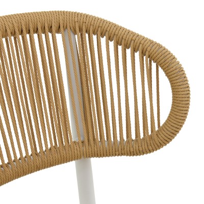 Καρέκλα στοιβαζόμενη Agus pakoworld αλουμίνιο σε λευκό- pe rattan σε φυσική απόχρωση 55x63x77εκ