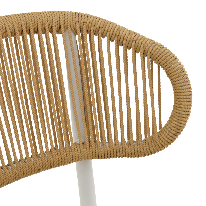 Καρέκλα στοιβαζόμενη Agus pakoworld αλουμίνιο σε λευκό- pe rattan σε φυσική απόχρωση 55x63x77εκ