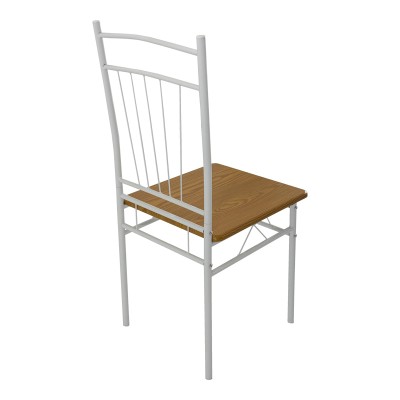 Τραπεζαρία Reforia pakoworld σετ 5τμχ mdf σε φυσική απόχρωση με λευκά μεταλλικά πόδια 110x60x74εκ