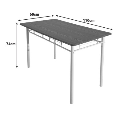 Τραπεζαρία Reforia pakoworld σετ 5τμχ mdf σε φυσική απόχρωση με λευκά μεταλλικά πόδια 110x60x74εκ