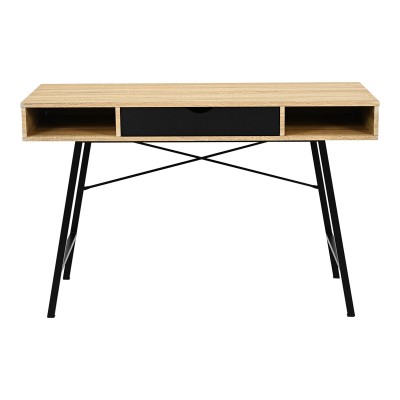 Γραφείο εργασίας Yamin pakoworld σε oak απόχρωση με πόδι μαύρο μέταλλο 120x48x76εκ