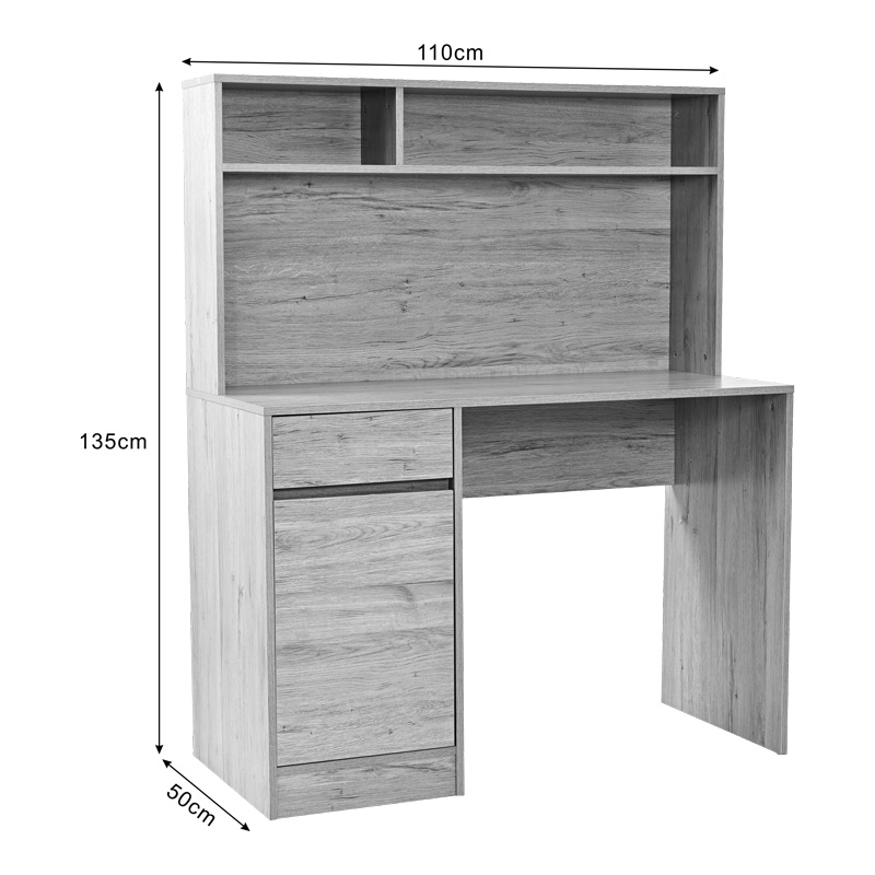 Γραφείο εργασίας Secreta pakoworld με ράφι σε oak απόχρωση 110x50x135εκ