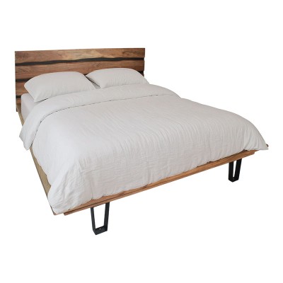 Κρεβάτι Imena pakoworld διπλό μασίφ ξύλο σε φυσική απόχρωση 140x190εκ