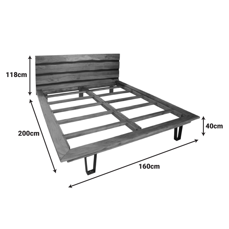 Κρεβάτι Imena pakoworld διπλό μασίφ ξύλο σε φυσική απόχρωση 140x190εκ