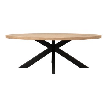 Τραπεζι Jenma pakoworld μασίφ mango ξύλο σε φυσική απόχρωση-πόδι μαύρο μέταλλο 200x100x76εκ