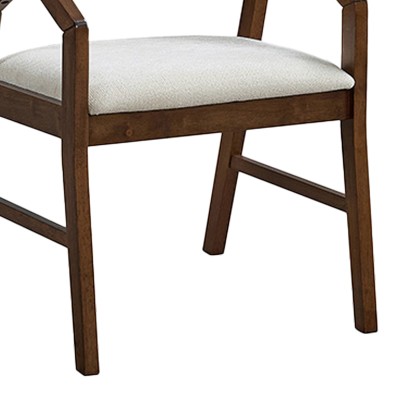 Πολυθρόνα Livia pakoworld rubberwood σε καρυδί-εκρού απόχρωση 47.5x54.5x78εκ | 2 τμχ