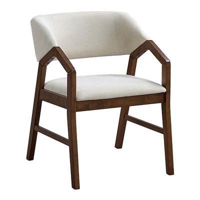 Πολυθρόνα Livia pakoworld rubberwood σε καρυδί-εκρού απόχρωση 47.5x54.5x78εκ | 2 τμχ