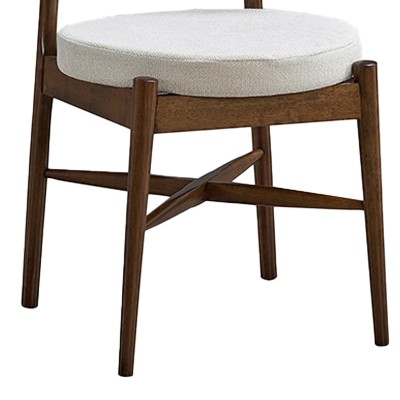 Καρέκλα Raudi pakoworld rubberwood σε καρυδί-εκρού απόχρωση 45.5x45.5x81εκ | 2 τμχ