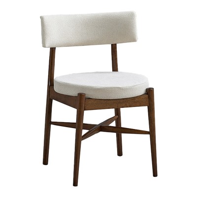 Καρέκλα Raudi pakoworld rubberwood σε καρυδί-εκρού απόχρωση 45.5x45.5x81εκ | 2 τμχ