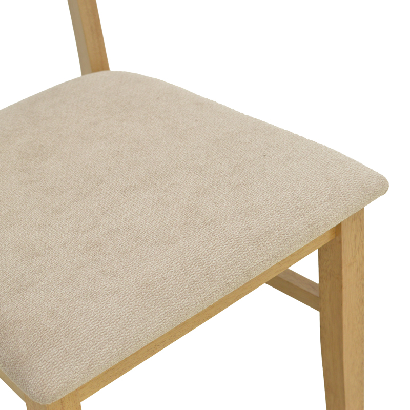 Καρέκλα Raffles pakoworld rubberwood με pe rattan και γκρι μπεζ ύφασμα 47x48x83.5εκ | 2 τμχ