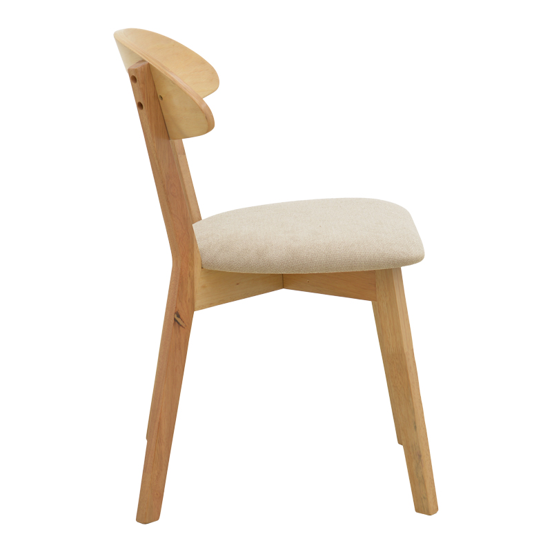 Καρέκλα Canon pakoworld rubberwood σε φυσική απόχρωση με γκρι μπεζ ύφασμα 43x52x83,5εκ | 2 τμχ