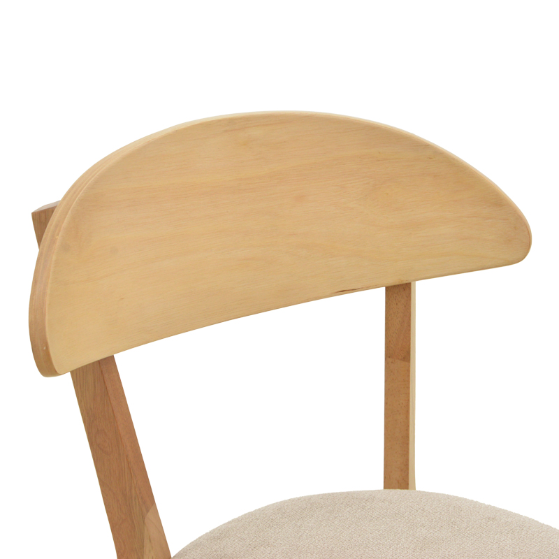 Καρέκλα Canon pakoworld rubberwood σε φυσική απόχρωση με γκρι μπεζ ύφασμα 43x52x83,5εκ | 2 τμχ