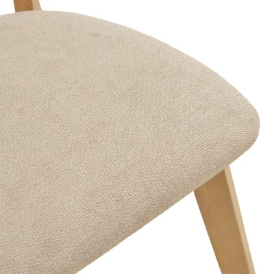 Καρέκλα Canon pakoworld rubberwood σε φυσική απόχρωση με γκρι μπεζ ύφασμα 43x52x83,5εκ | 2 τμχ