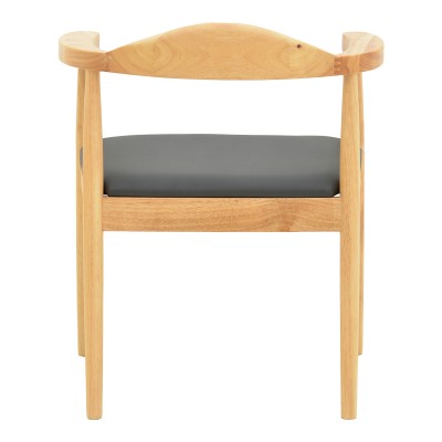 Πολυθρόνα Joube pakoworld rubberwood σε φυσική απόχρωση με μαύρο pu μαξιλάρι 59x48x73εκ | 2 τμχ