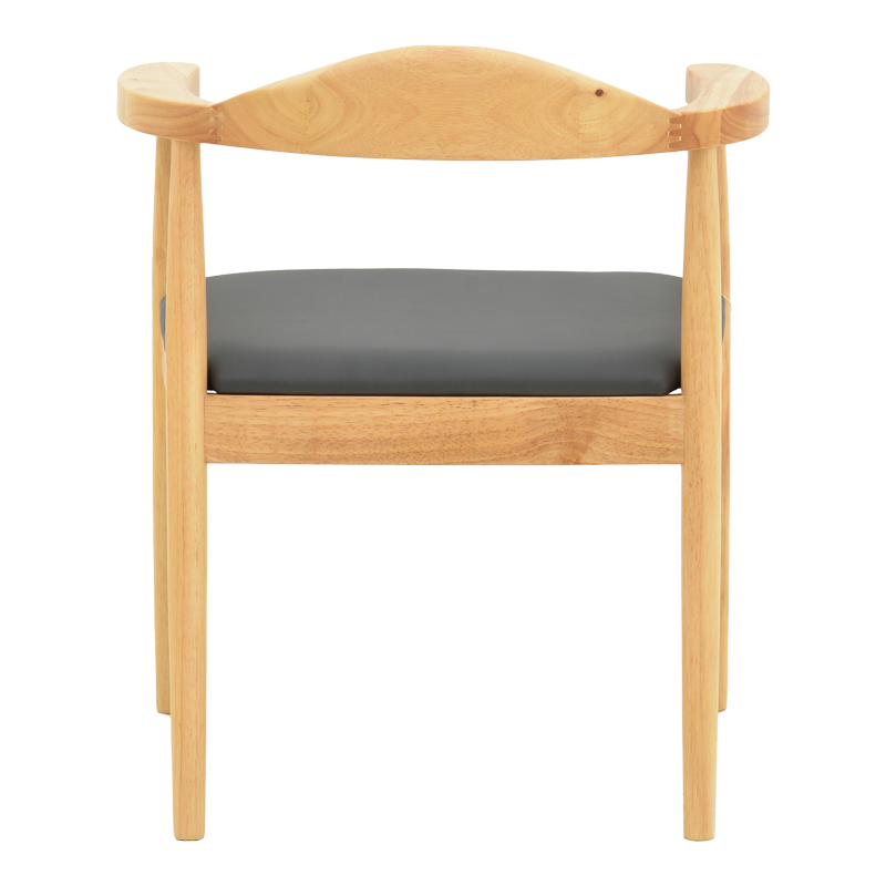 Πολυθρόνα Joube pakoworld rubberwood σε φυσική απόχρωση με μαύρο pu μαξιλάρι 59x48x73εκ | 2 τμχ