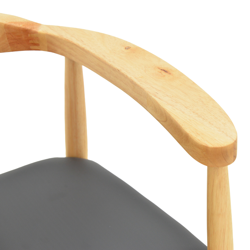 Πολυθρόνα Joube pakoworld rubberwood σε φυσική απόχρωση με μαύρο pu μαξιλάρι 59x48x73εκ | 2 τμχ