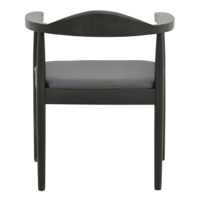 Πολυθρόνα Joube pakoworld rubberwood σε μαύρη απόχρωση με μαύρο pu μαξιλάρι 59x48x73εκ | 2 τμχ