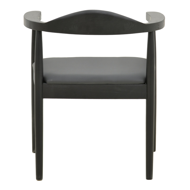 Πολυθρόνα Joube pakoworld rubberwood σε μαύρη απόχρωση με μαύρο pu μαξιλάρι 59x48x73εκ | 2 τμχ