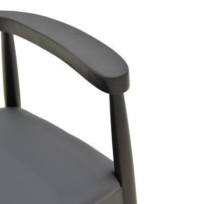 Πολυθρόνα Joube pakoworld rubberwood σε μαύρη απόχρωση με μαύρο pu μαξιλάρι 59x48x73εκ | 2 τμχ