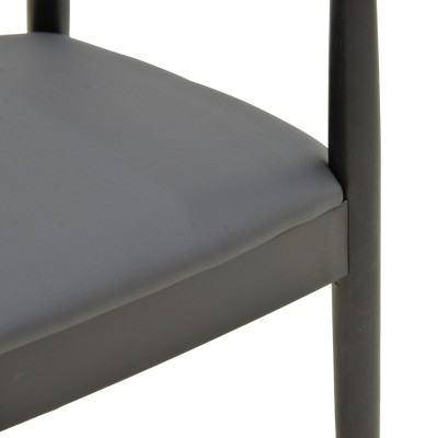 Πολυθρόνα Joube pakoworld rubberwood σε μαύρη απόχρωση με μαύρο pu μαξιλάρι 59x48x73εκ | 2 τμχ