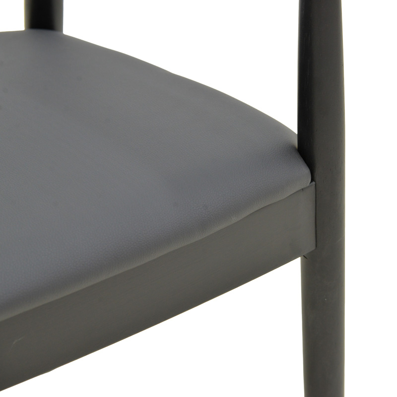 Πολυθρόνα Joube pakoworld rubberwood σε μαύρη απόχρωση με μαύρο pu μαξιλάρι 59x48x73εκ | 2 τμχ