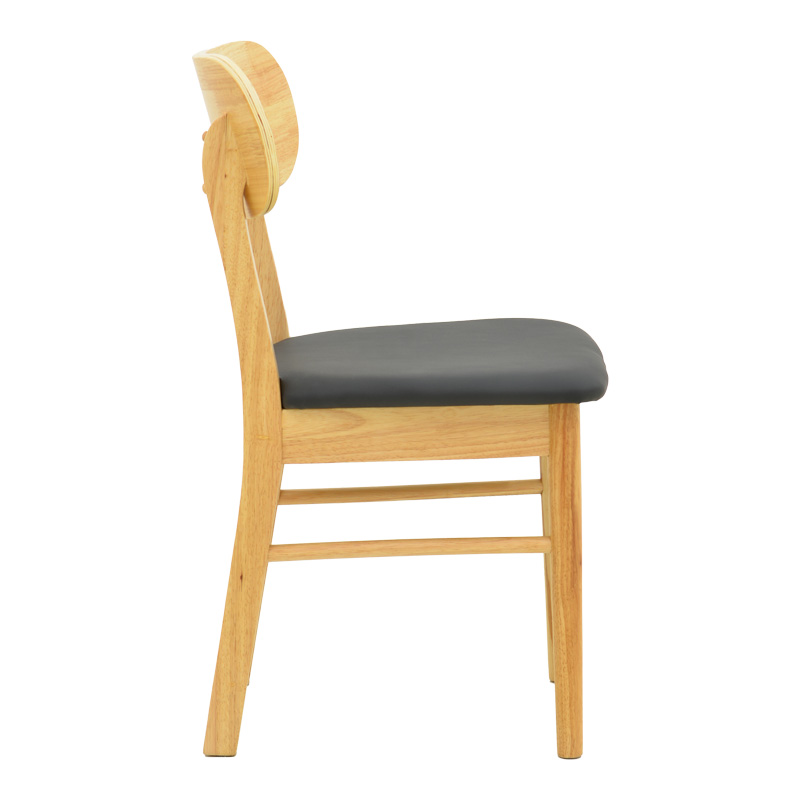 Καρέκλα Bedona pakoworld rubberwood σε φυσική απόχρωση με μαύρο pu μαξιλάρι 47x46x80εκ | 2 τμχ