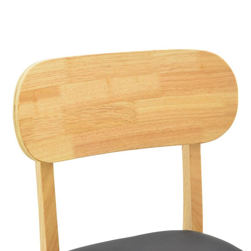 Καρέκλα Bedona pakoworld rubberwood σε φυσική απόχρωση με μαύρο pu μαξιλάρι 47x46x80εκ | 2 τμχ