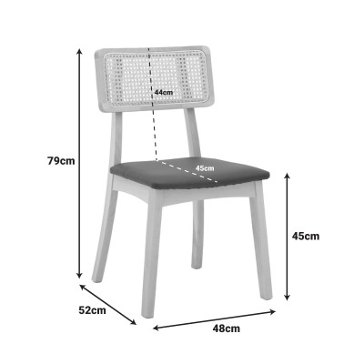 Καρέκλα Renna pakoworld ξύλο οξιάς σε φυσική απόχρωση με μαύρο pu μαξιλάρι 48x52x79εκ | 2 τμχ