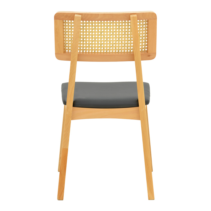 Καρέκλα Renna pakoworld ξύλο οξιάς σε φυσική απόχρωση με μαύρο pu μαξιλάρι 48x52x79εκ | 2 τμχ