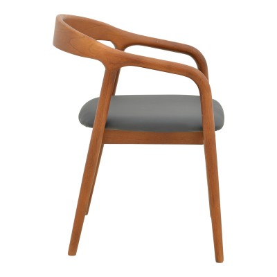 Πολυθρόνα Hogie pakoworld rubberwood καρυδί- μαύρο pu μαξιλάρι 61x60x76εκ | 2 τμχ