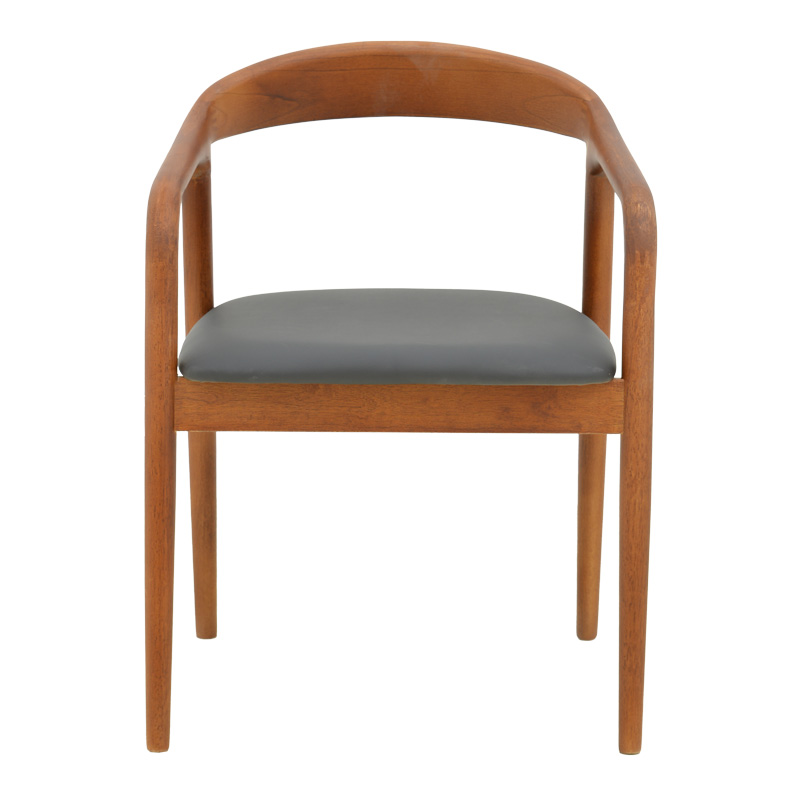 Πολυθρόνα Hogie pakoworld rubberwood καρυδί- μαύρο pu μαξιλάρι 61x60x76εκ | 2 τμχ