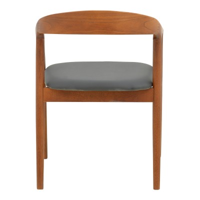 Πολυθρόνα Hogie pakoworld rubberwood καρυδί- μαύρο pu μαξιλάρι 61x60x76εκ | 2 τμχ